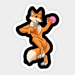 Funny foxis playing handball Sticker